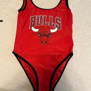 Chicago Bulls Sport Bikini one piece swimsuit red and black no chest pad.